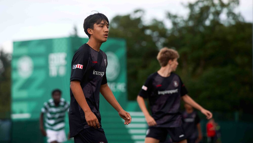 two American junior soccer players training at Celtic training ground in Scotland