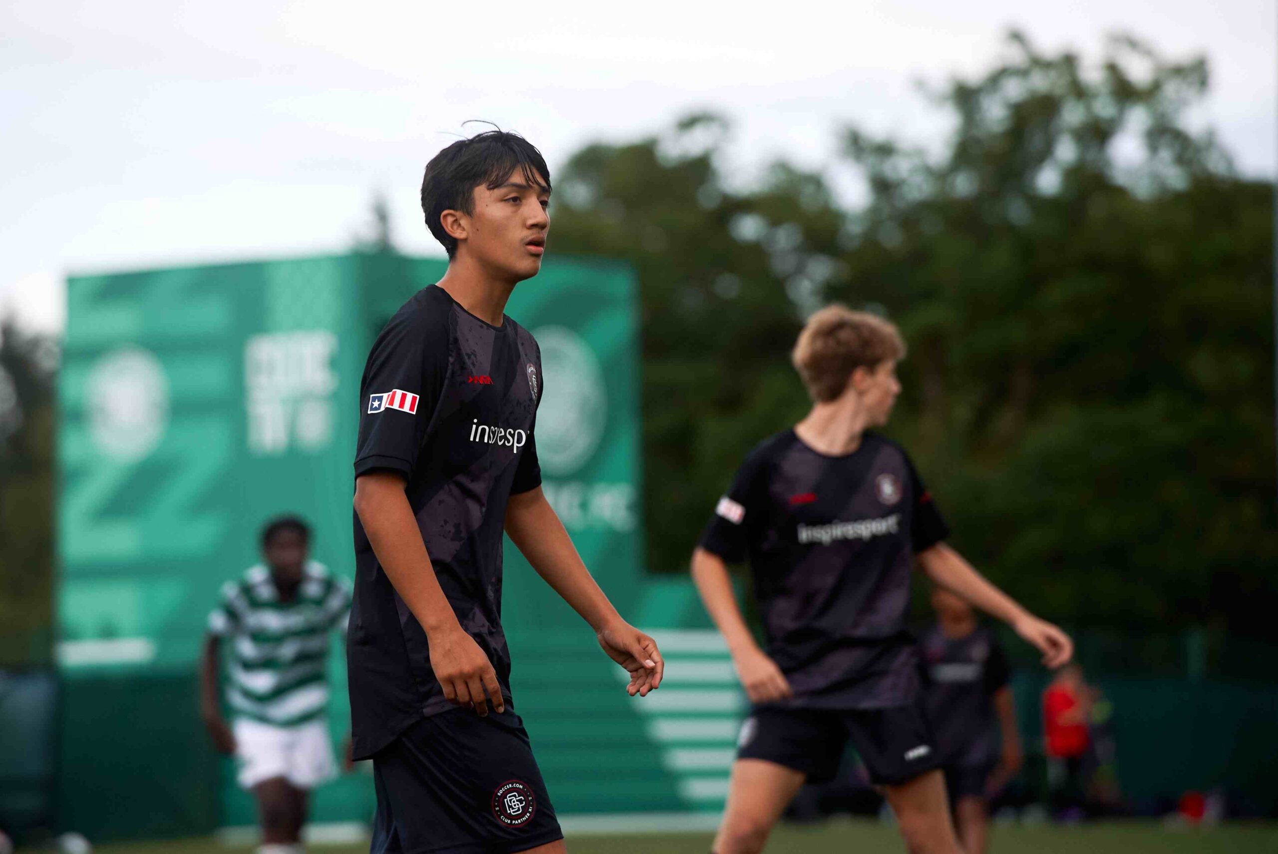 two American junior soccer players training at Celtic training ground in Scotland