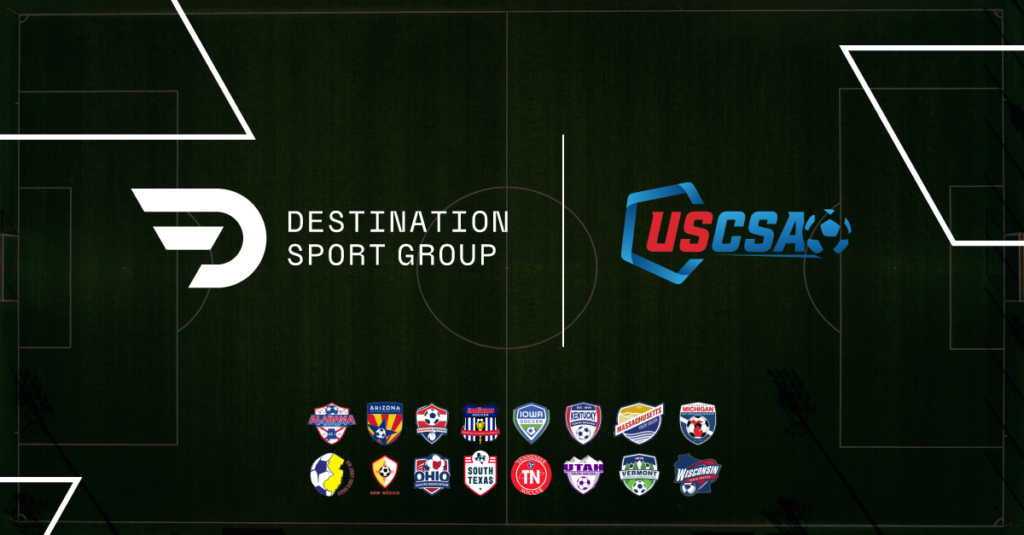 A graphic highlighting the partnership between Destination Sport Group and USCSA