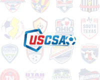 USCSA soccer consortium logo with its partner clubs in the background