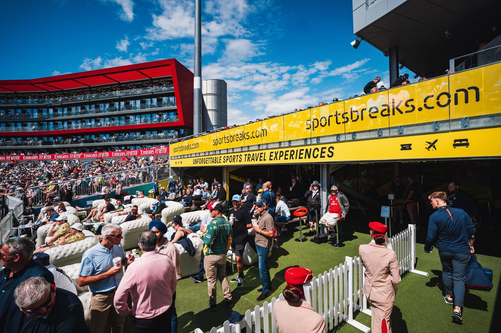 Cricket, Destination Sport, Manchester, 2023, United Kingdom, Emirates Old Trafford, Sportsbreaks.com Terrace, England, Ashes
Sportsbreaks.com Terrace - Fourth Test of The Ashes 2023 at Emirates Old Trafford on 19th July 2023