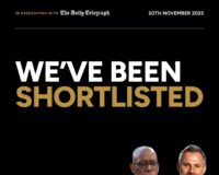 a graphic to signify that Destination Sport group has been nominated for a global football indutry award